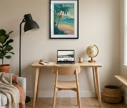 affiche seychelles art mural vintage