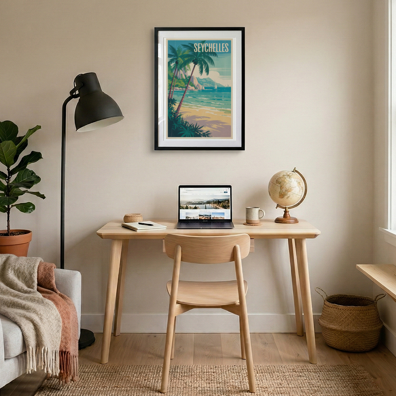 affiche seychelles art mural vintage