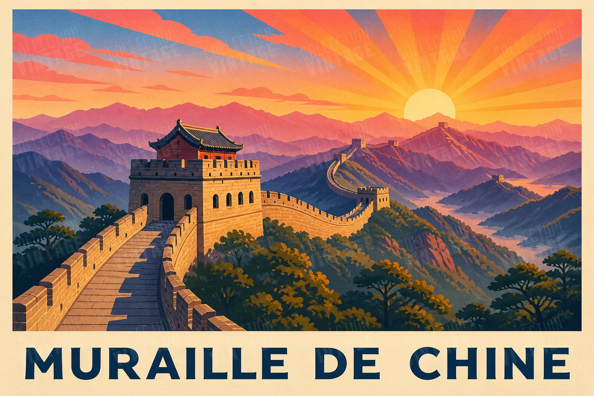 Affiche Muraille de Chine au lever du soleil