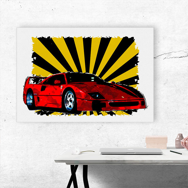 Ferrari F40 sur tableau dans le salon