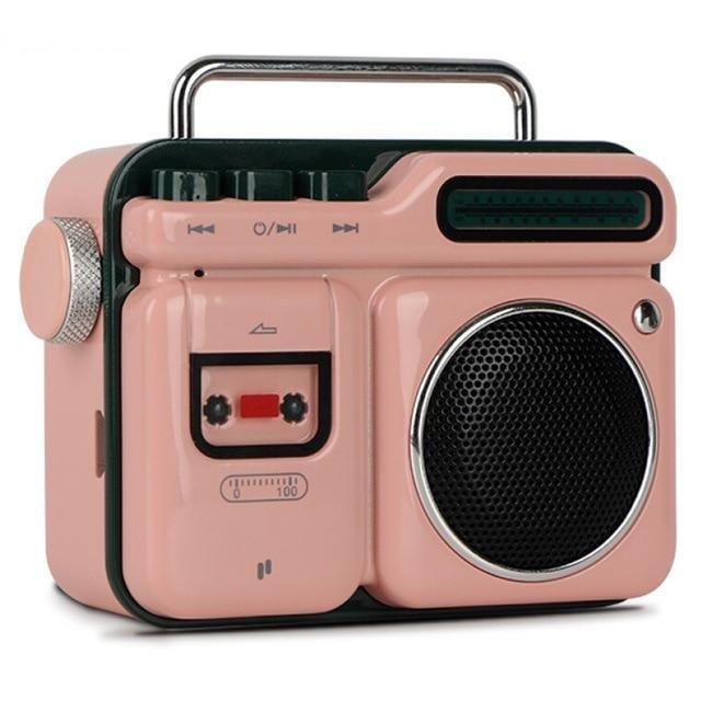 Enceinte Vintage mini Radio K7 Rose