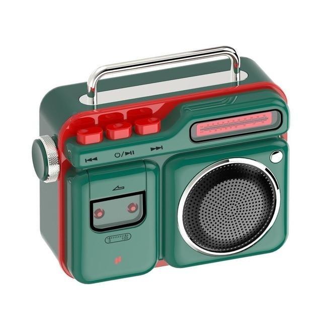 Enceinte Vintage mini Radio K7 Vert Foncé